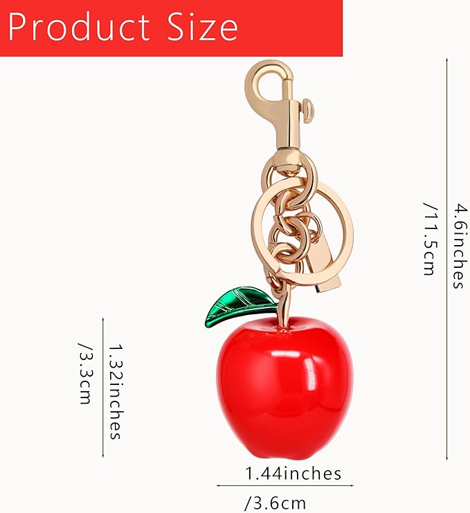Cherry Bag Charm for Handbag, Big-Apple Strawberry Fruit Bag Charm Cherry Car Accessories KeyChain