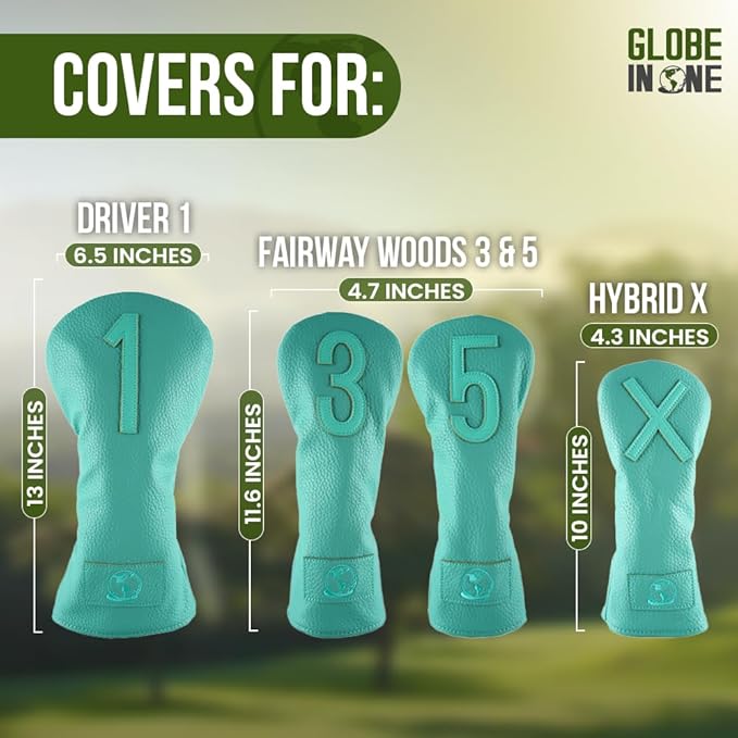 Premium Golf Club Head Covers Set of 4 Fits Drivers Fairways Hybrids 1, 3, 5 and X