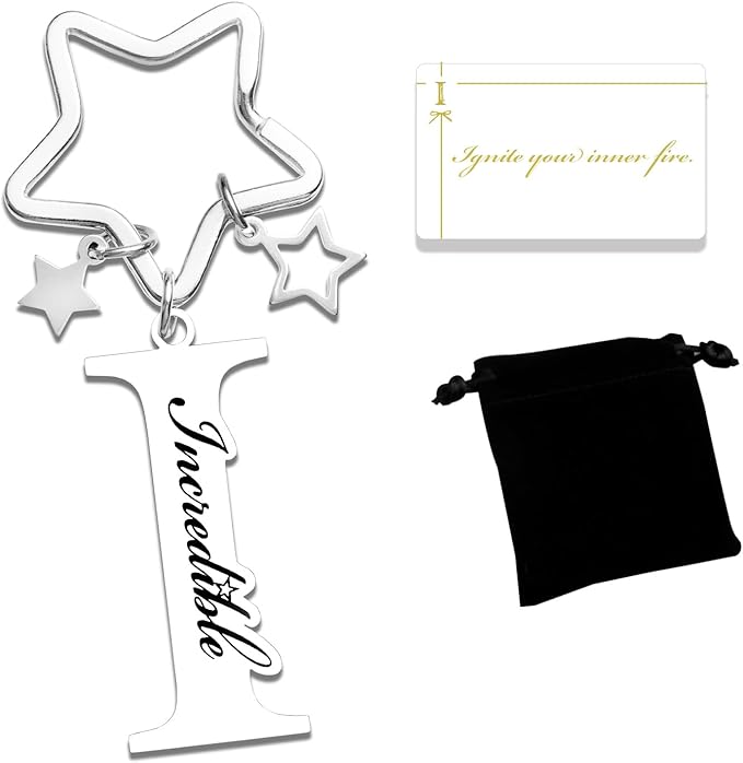 Qunrwe Stainless Steel Initial Letter A-Z Keychain,Inspirational Gifts for Women Men Friends Daughter Son Sister Dad Mom