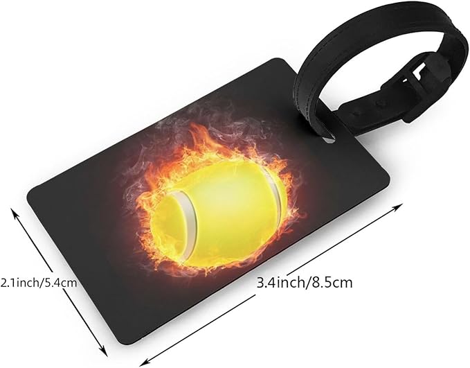 Flame Tennis Ball Luggage Tag Suitcase Identify Labels Personalized Travel Bag Tag 2.5X4.1Inch