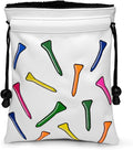 montela golf Valuables Pouch,Golf Bag Pouch with Drawstrings Golf Tee Bag Leather Golf Tee Pouchs for Men Women (Colorful Tee)