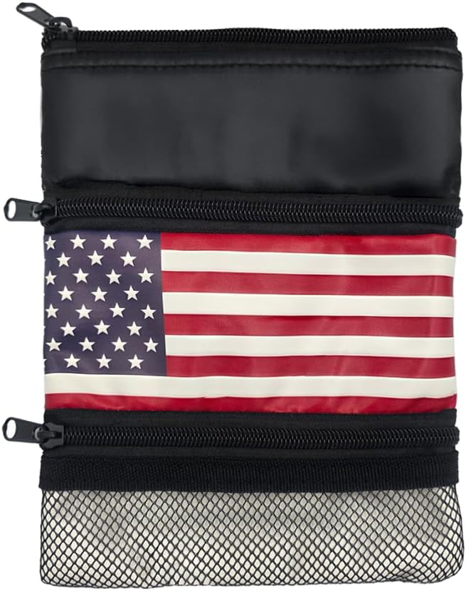 FAR&STRAIGHT Multifunctional Golf Accessories Pouch – 3 Zippered Compartments for Golf Tees, Balls, Markers & Personal Items | Clip-On Bag for Easy Attachment to Golf Bags