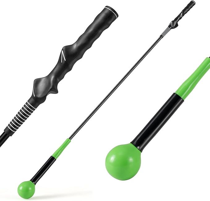 GYMAX Golf Swing Trainer, Warm-Up Stick with Grip Trainer for Rhythm, Balance, Tempo & Strength, Right Handed Swing Speed Training Aid, Weighted Golf Club for Indoor Practice