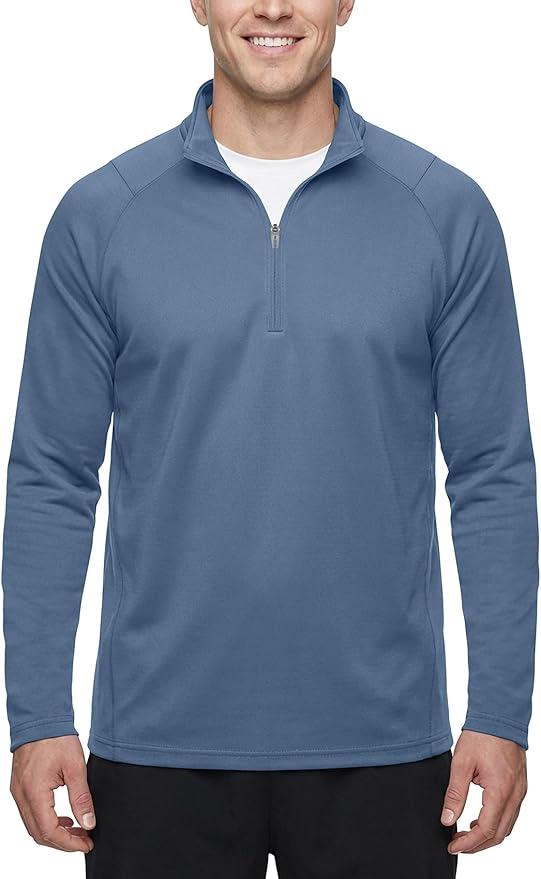 Zengjo Mens Quarter Zip Athletic Pullover Mid-Weight 1/4-Zip Running Workout Shirt Moisture Wicking