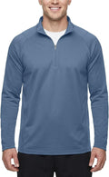 Zengjo Mens Quarter Zip Athletic Pullover Mid-Weight 1/4-Zip Running Workout Shirt Moisture Wicking