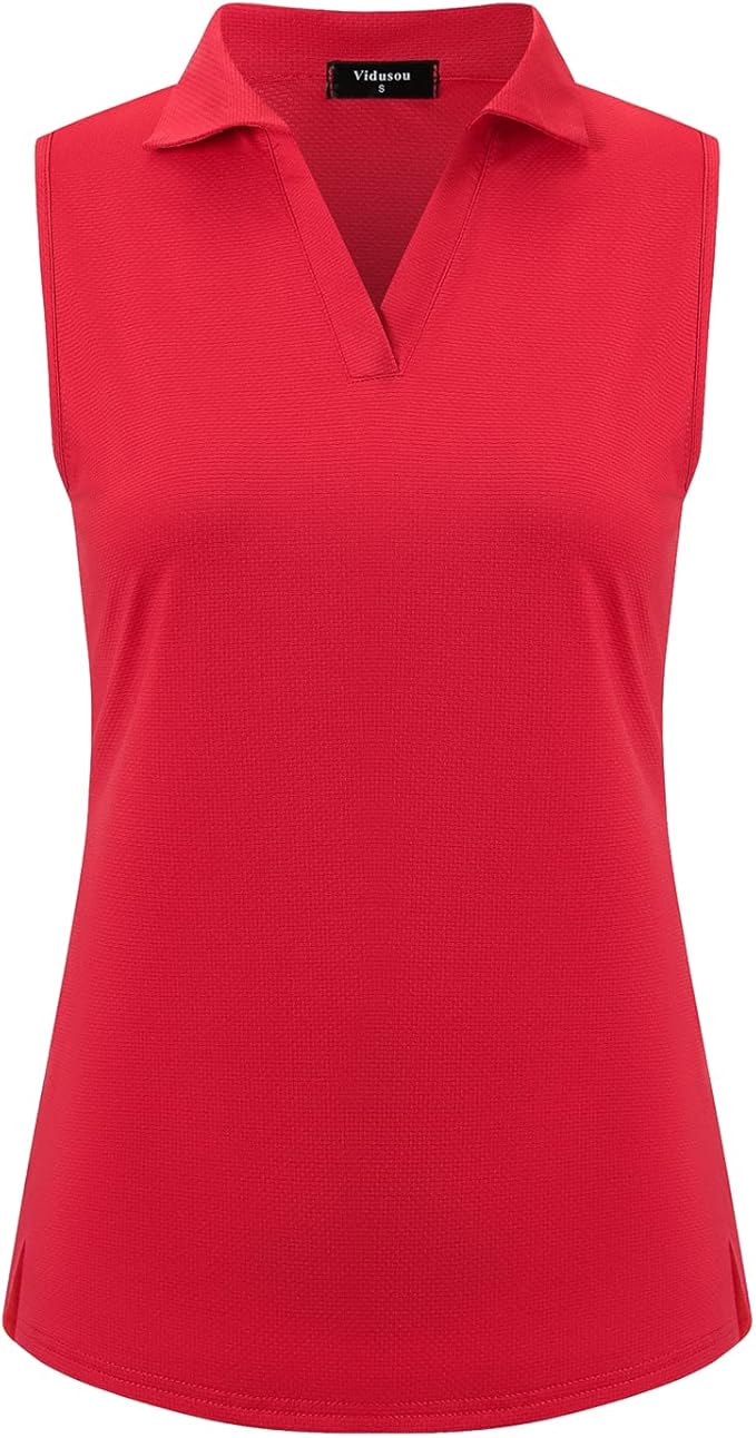 Womens Sleeveless Golf Polo Shirts Lightweight Tennis Sport Tops
