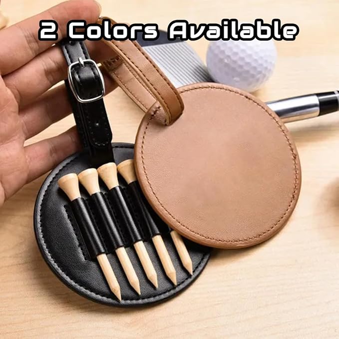 Custom Leather Golf Tee Holder, Personalized Photo Logo Text Golf Bag Tag, Customized Golf Club Luggage Labels, Luxury Gift for Coach, Grandpa, Uncle, Husband, Him