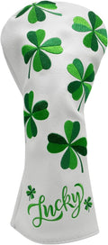 Golf Headcovers Live Lucky Golf Driver Covers Advanced Embroidery Fairway Wood Covers Hybrid Covers Mallet Blade Putter Head Covers Premium Leather Shamrock Golf Club Covers