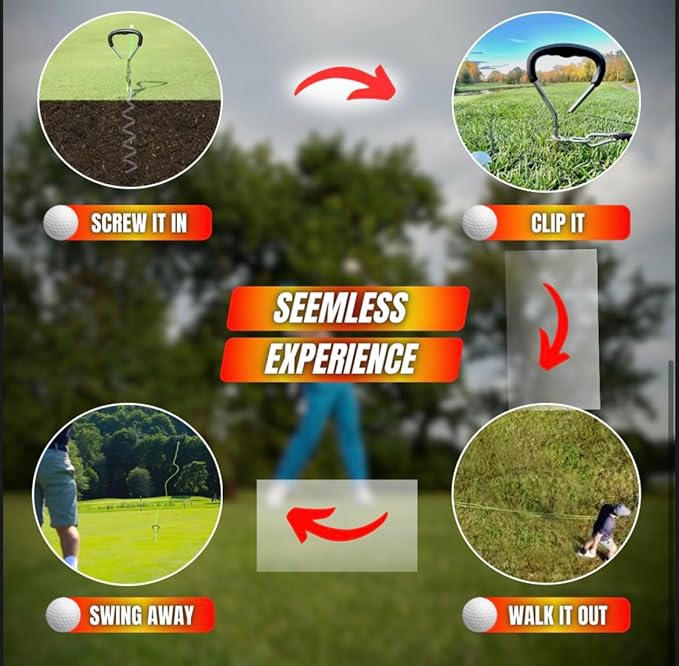 Swing Away! Golf Training Tool for Drivers & Irons - Practice Your Golf Swing in The Backyard with A Real Golf Ball & Experience 50 Feet of Ball Flight Feedback