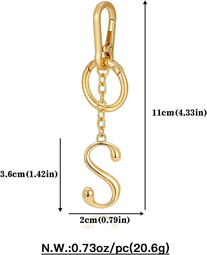 Gold Initial Keychain For Women Cute Bubble Letter Keychains Initial Bag Charm Personalized Keychain Accessories Gift