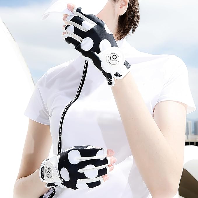 FINGER TEN Stylish Golf Gloves Women with Ball Marker 1 Pack for Left or Right Hand, Breathable Glove with Fashion Patterns for Ladies Right Left Handed Golfer
