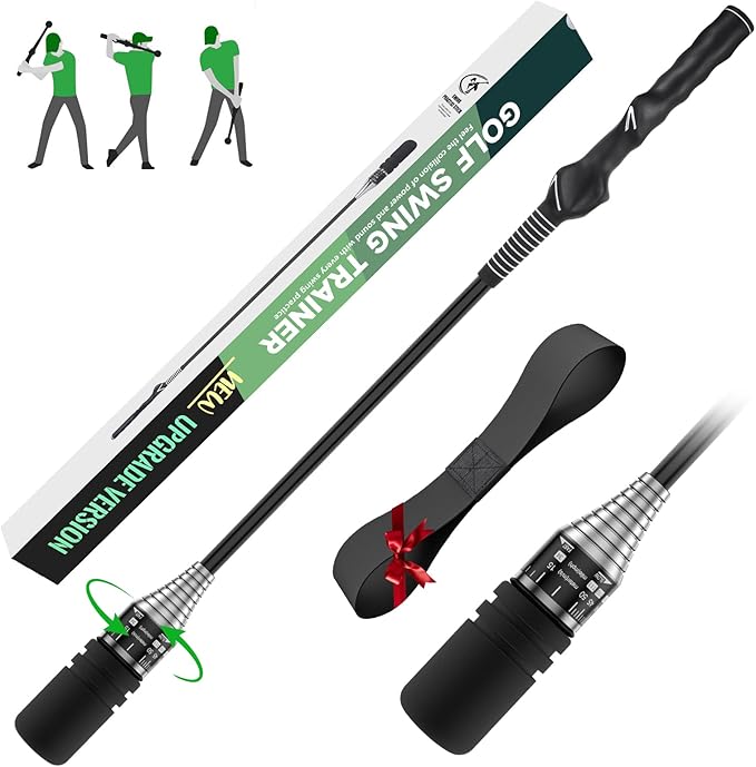 Golf Swing Trainer, Adjustable Rod Head Speed Click Stick Golf Trainer Speed & Tempo Stick for Grip & Warm-Up, Golf Swing Training Aid for Right-Handed with Arm Band