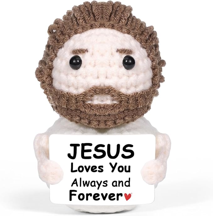AICase Little Jesus Loves You Figures Christian Gifts, Faith Based Emotional Support Crochet Inspirational Religious Spiritual Baptism First Communion Decor Christmas Graduation Women Birthday
