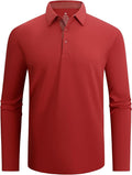 Alex Vando Mens Golf Shirt Moisture Wicking Quick-Dry Solid Long Sleeve Polo Shirts for Men