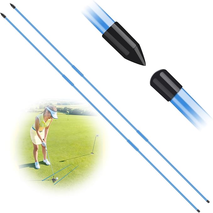 FINGER TEN Golf Alignment Sticks Rods Swing Trainer Tools 48 Inch 2 Or 3 Pack, Fits in Golf Bag Tour Stickers Practice Training Aid
