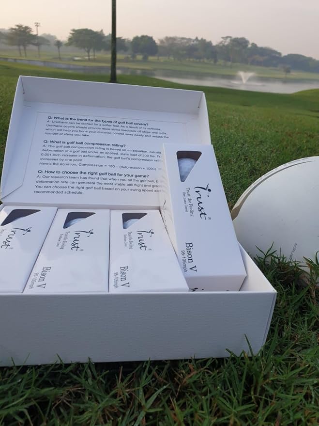 Trust Golf Ball I K8 Bison I Urethane Cover with Reactive Core I 3-Pcs I for Different Swing Speed I 12, 48, or 100 Balls I