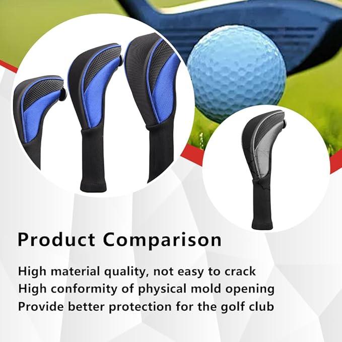 Golf Head Covers for Fairway Woods Driver Hybrids 5 Pieces Nylon Mesh Sports Fan Golf Club Headcovers-Golf Accessories for Men Women.