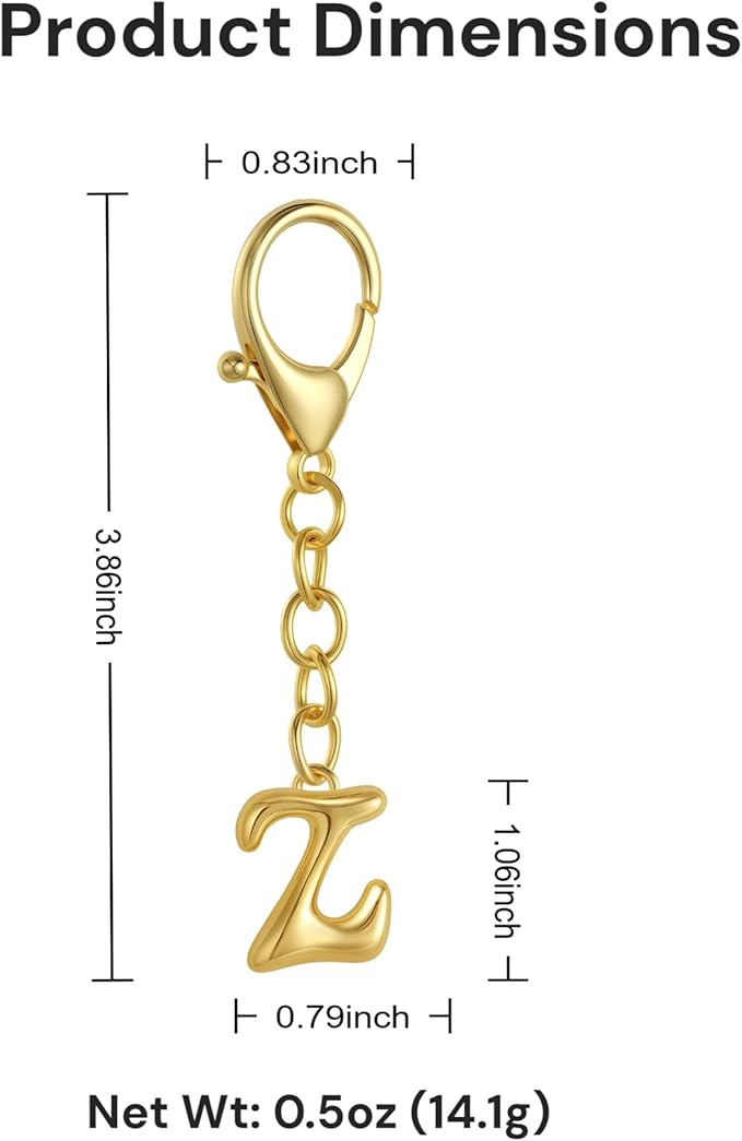 Bubble Gold Letter Bag Charms for Women, Cute Initial Keychain for Handbags, Purse Charms Birthday Christmas Gifts