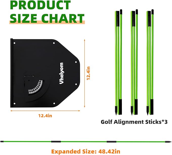 Golf Alignment Stick Holder Set - Adjustable Angle Training aid for Correcting Swing Path, Portable Practice Tool for Indoor/Outdoor Golfers