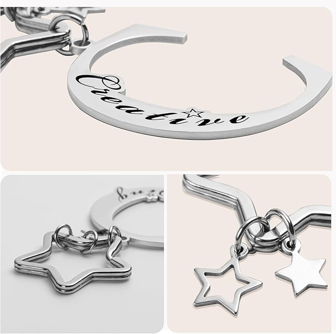 Qunrwe Stainless Steel Initial Letter A-Z Keychain,Inspirational Gifts for Women Men Friends Daughter Son Sister Dad Mom