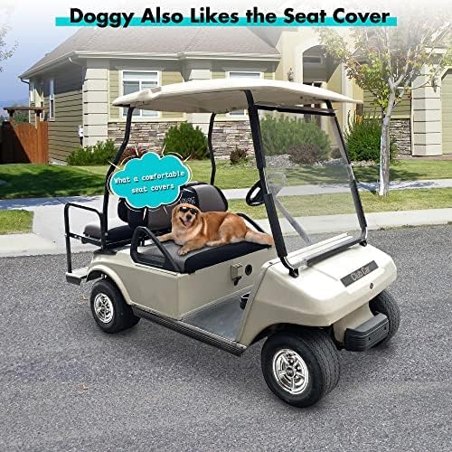 10L0L Golf Cart Front + Rear Seat Cover Set for EZGO TXT RXV 4 Passenger Models Bench Seat Covers Kit Breathable Washable Polyester Mesh Cloth Gray Black Beige Red (S+XS)