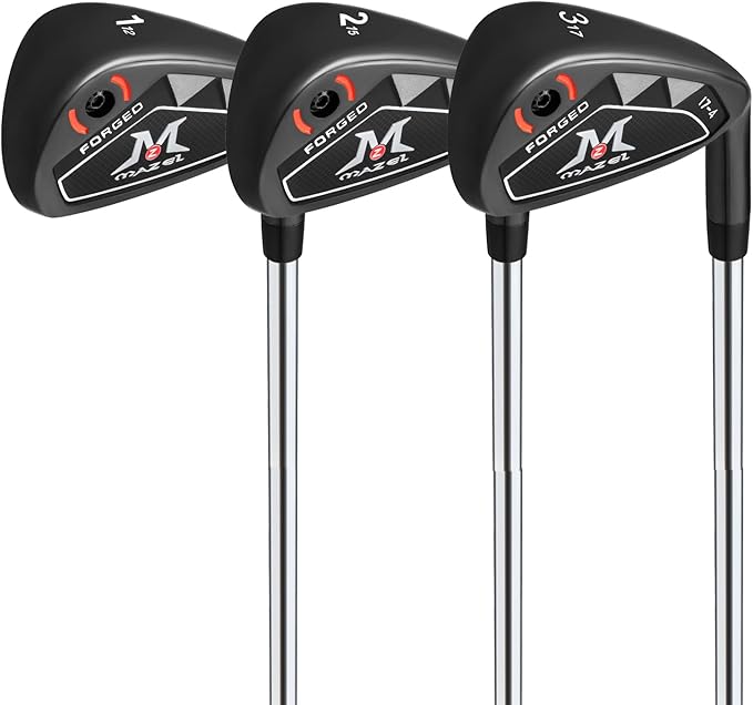MAZEL Men Golf Iron Set (9PCS) or 1,2,3,4,5,6,7,8,9,Pitching Wedge,Sand Wedge with Steel Shafts for Right Handed Golfers