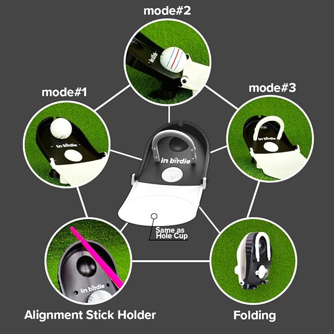 In birdie Putting Trainer – Indoor Golf Putting Aid with 3 Practice Modes (Uphill, Downhill, Straight) – Micro Target Design for Accuracy – Portable & Foldable Golf Training Equipment for Home, Office