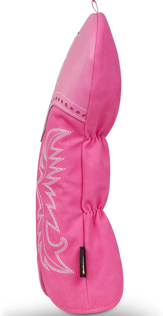 mytag Pink Golf Club Head Covers, Western Cowboy Retro Golf Headcovers with Patch & Embroidery Driver Fairway Wood Hybrids/Rescue Covers