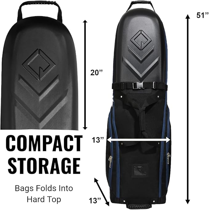 CaddyDaddy Enforcer Golf Travel Bag Crush Resistant Hard Top Protection, 1 Year Full Replacement Coverage, Durable Thick Nylon, Wheels & Lockable XL Zippers. Case for Transporting Clubs on Airlines