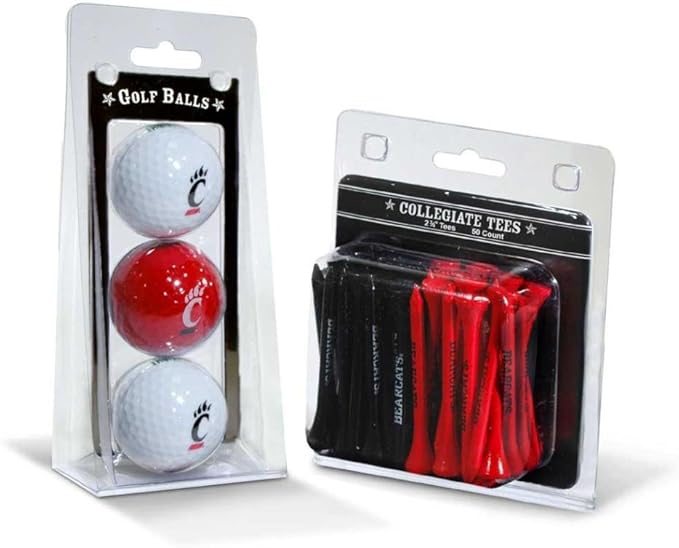 Team Golf NCAA Logo Imprinted Golf Balls (3 Count) & 2-3/4" Regulation Golf Tees (50 Count), Multi Colored