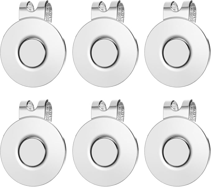 6 Pcs Golf Hat Clips Magnetic Ball Marker Holders Ball Markers Caps Professional Training Aids Accessories for Golf Hats Caps Pants Gloves Bags (Ball Marker Not Included)