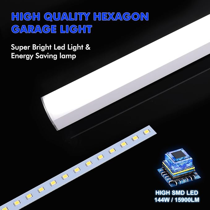 LED Hexagon Garage Lights: 15900LM Super Bright 3 Hexagon LED Lights Car Detailing Hexagonal Light for Garage Workshop Warehouse Basement Gym