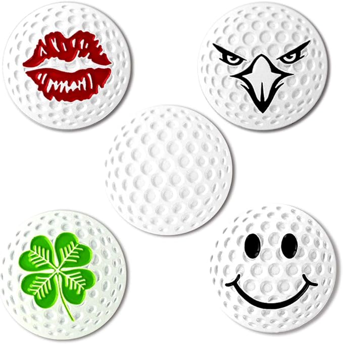Myartte Creative Golf Ball Marker Soft Enamel Golf Markers 24.4MM Assorted 5 Pcs