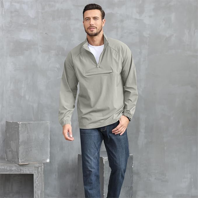 Opomelo Men's Athletic Quarter Zip Pullover Golf Hiking Running Lightweight Jacket Workout Sweatshirt With Pocket