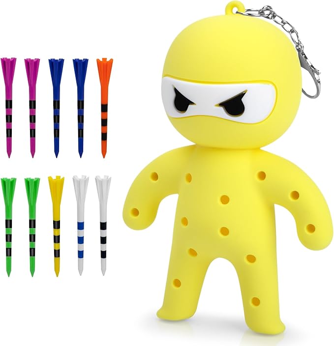 Golf Tee Holder, Ninja Portable Funny Golf Tees Holder Keychain Golf Gift Golf Accessories for Men & Women