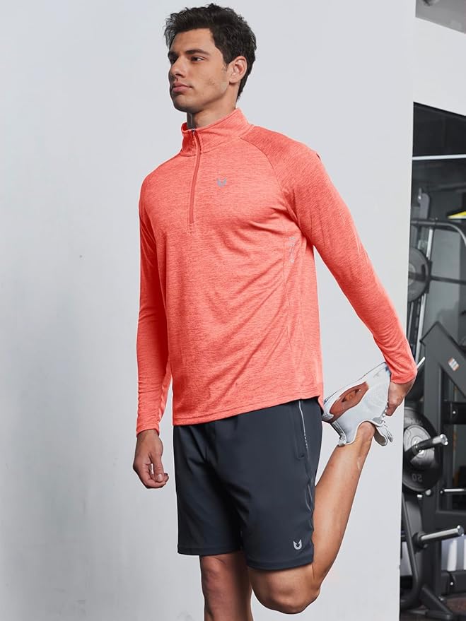 NORTHYARD Quarter Zip Pullover Men Running Shirt Long Sleeve Moisture Wicking Quick Dry Athletic Workout Shirts