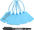 50 Blue Blank Plastic Tags for Labeling Waterproof Hanging Labels Writable Tags Seal Plastic Marking Label for Clothes Bags Keys Inventory with One Marker Pen