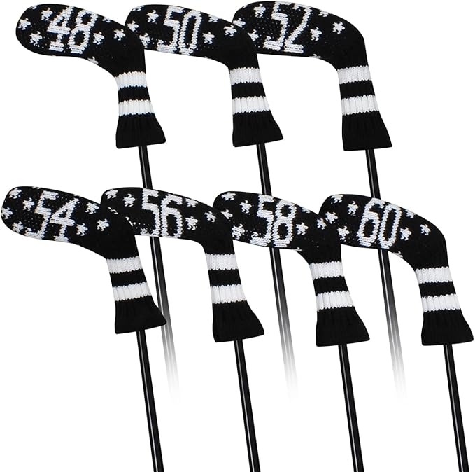 Scott Edward 1/7/10 Pcs Knitted Golf Club Head Covers for Irons Wedge Cuteness and Basically Socks Shape Washable Golf Club Head Protector on Pattern Style Double Sided Customized