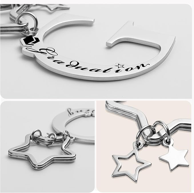 Qunrwe Stainless Steel Initial Letter A-Z Keychain,Inspirational Gifts for Women Men Friends Daughter Son Sister Dad Mom