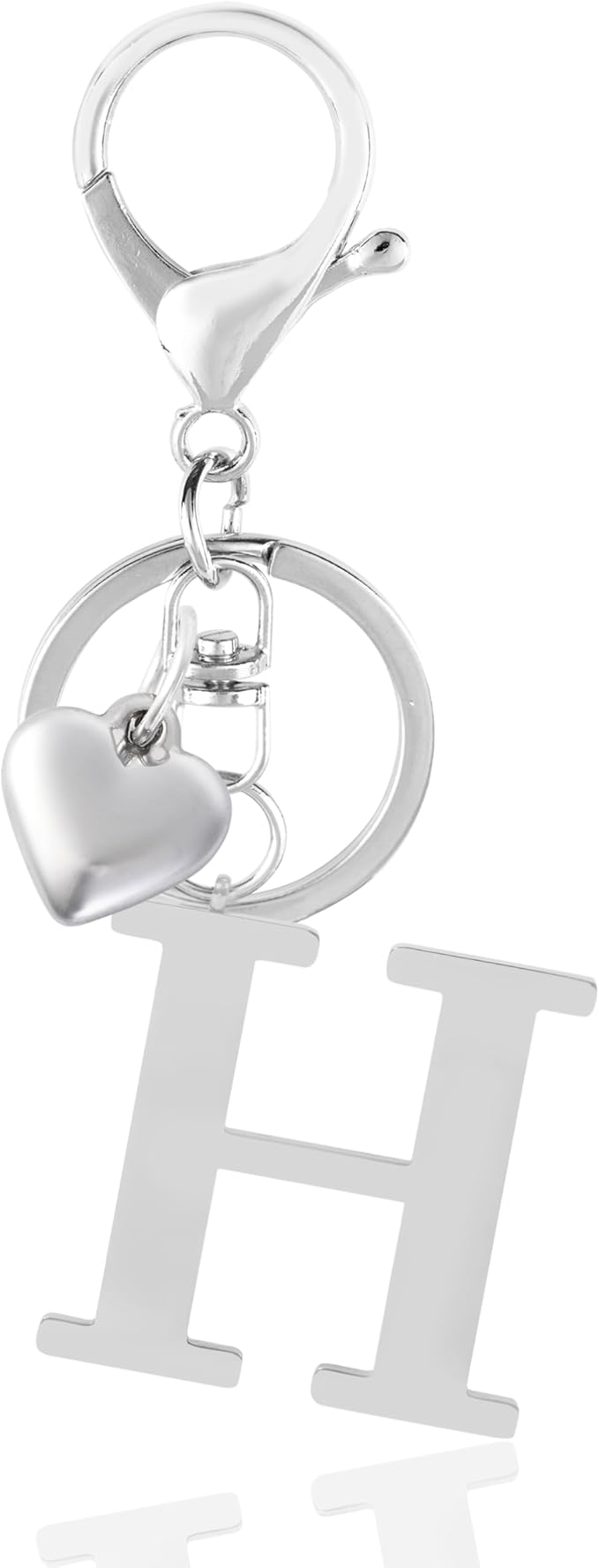 Metal Heart Alphabet Keychain for Women, Girls - Cute Initial Letter Accessories for Purse, Bag Charms and Backpack