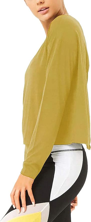 Bestisun Long Sleeve Workout Shirts Yoga Dance Tops Open Back Athletic Clothes for Women