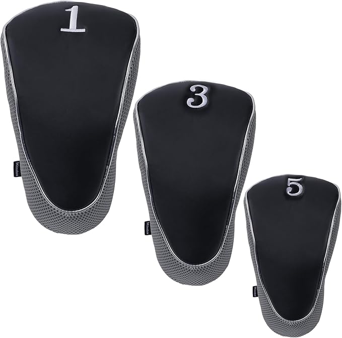 Andux Golf Club Driver Wood Head Covers with Hook & Loop Set of 3