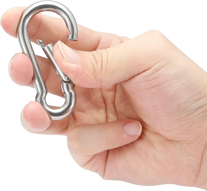 sprookber Stainless Steel Spring Snap Hook Carabiner - 304 Stainless Steel Clips, Set of 6