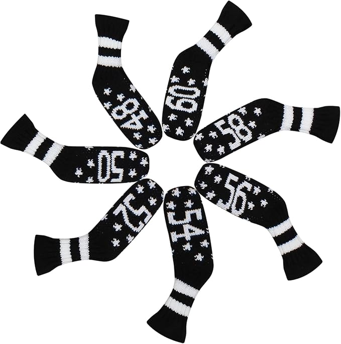Scott Edward 1/7/10 Pcs Knitted Golf Club Head Covers for Irons Wedge Cuteness and Basically Socks Shape Washable Golf Club Head Protector on Pattern Style Double Sided Customized