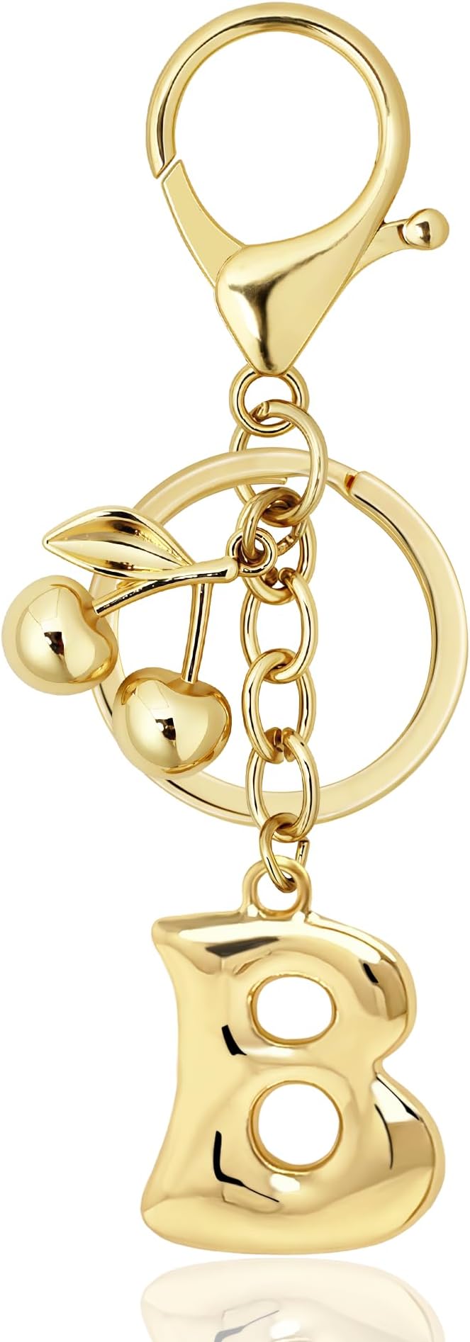 Gold Bubble Heart, Cherry, Bow & More Designs Letter Initial Keychain Bag Charms – Cute Purse Charms for Handbags