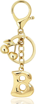 Gold Bubble Heart, Cherry, Bow & More Designs Letter Initial Keychain Bag Charms – Cute Purse Charms for Handbags