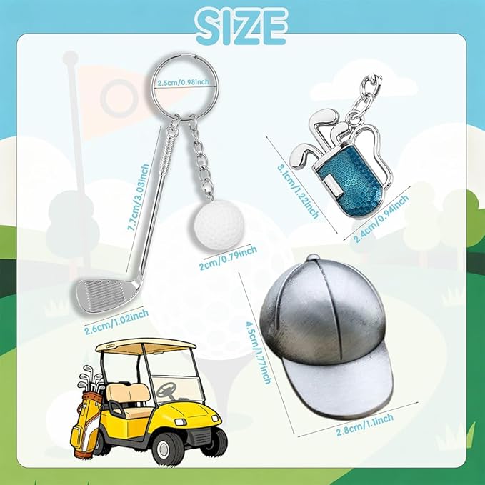 Golf Keychain,Funny Keychain Golfs Ball Backpack Charms,Sports Golf Gifts for Women Men Key Chain