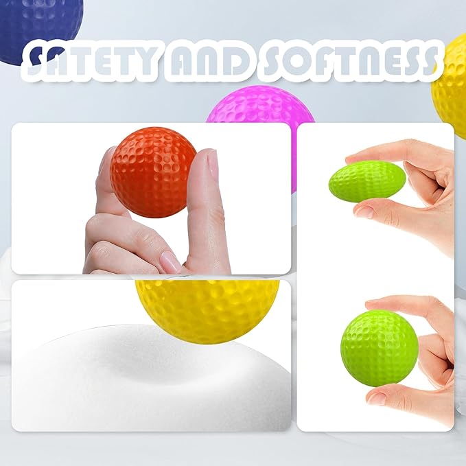 50 Pcs Foam Golf Practice Balls, Limited Flight Foam Practice Balls Stress Relief Sports Stress Ball Realistic Feel Elastic Soft Foam Golf Balls for Indoor or Outdoor Backyard, That Come in 5 Colors