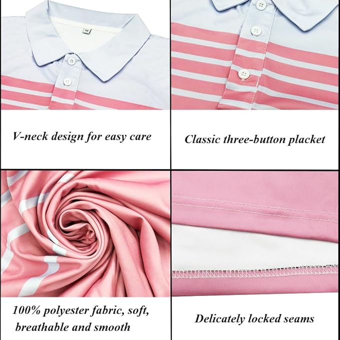 Men's Long Sleeve Golf Shirt Quick Dry 3 Button Work Fishing Outdoor Casual Collar Shirt