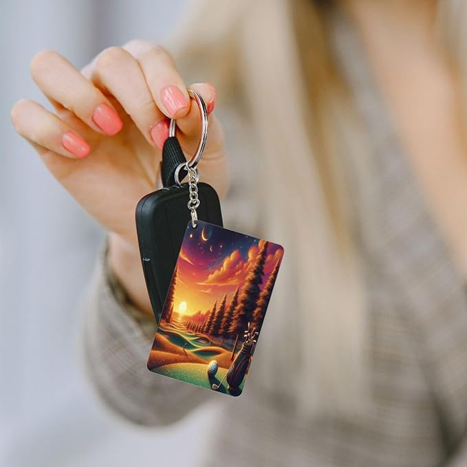 Keychain - Rectangular Acrylic Keychain Daily Key Ring Car Key Fob Holder 2X3 Inch